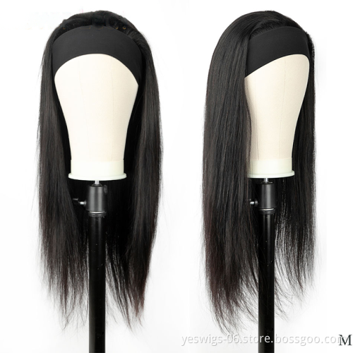 Wholesale Human Hair Headband Wig Natural silky Straight Indian Cuticle Aligned Human Hair Non Lace Closure Wigs For Black Wome